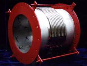 500 N.B. PEBIFLEX Axial Bellows expansion joint with Tie rods and anchors for refractory lining inside